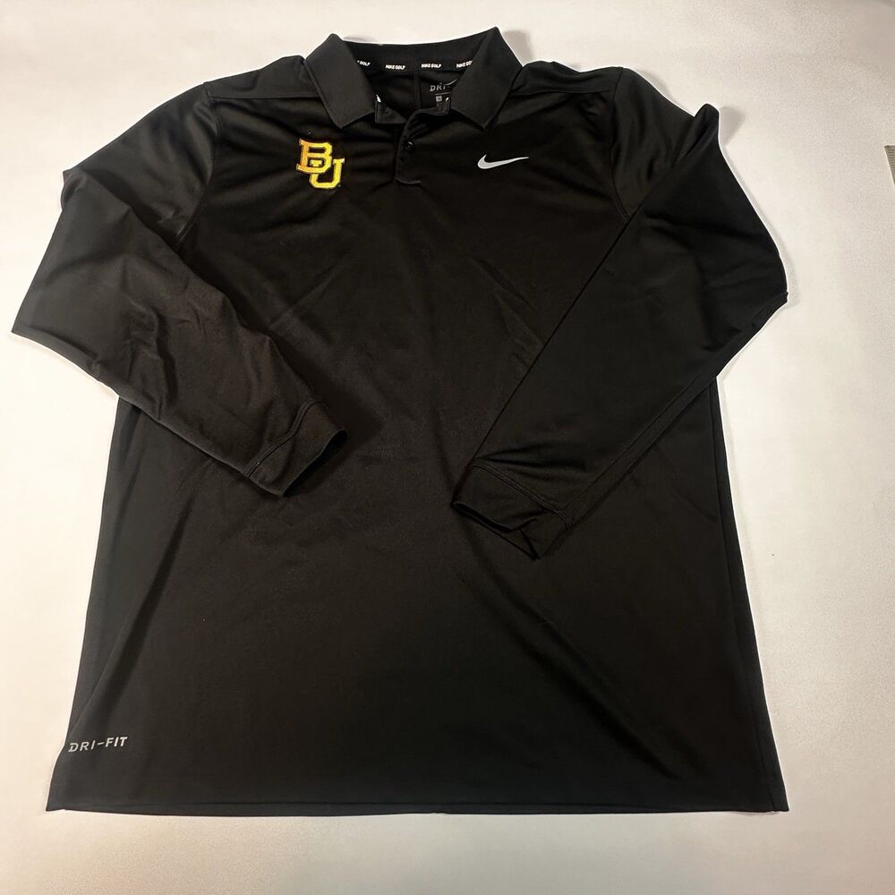 Baylor Bears Nike Dri-fit Long Sleeve Polo Shirt Size Large Lg